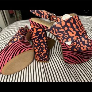 Brand-new multicolored leopard and zebra platform heels size 7 1/2 from Lola